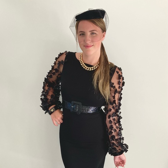 VINTAGE Velvet beret/fascinator with netting. 100% cotton - Picture 11 of 11